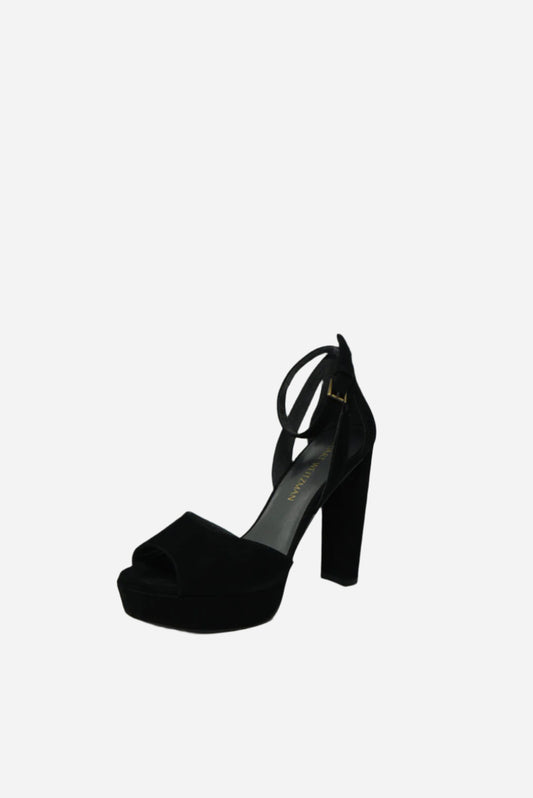 Stuart Weitzman Black Suede Platform Sandals