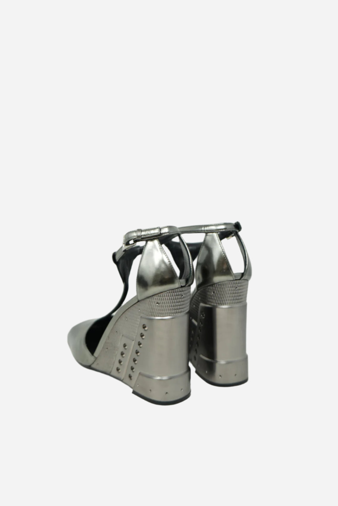 Prada Metallic Silver Platform Sandals