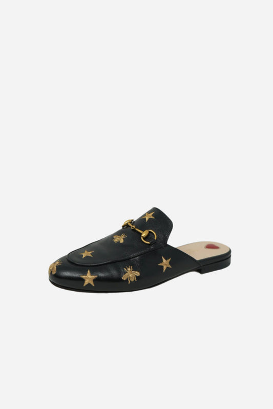 Gucci Black Horsebit Leather Mules