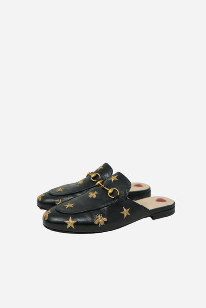 Gucci Black Horsebit Leather Mules