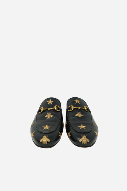 Gucci Black Horsebit Leather Mules