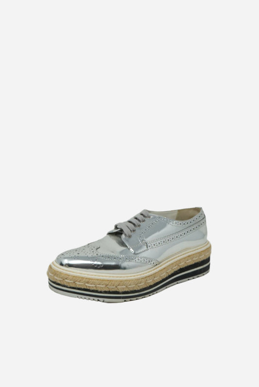 PRADA Flatform Leather Oxford Shoes