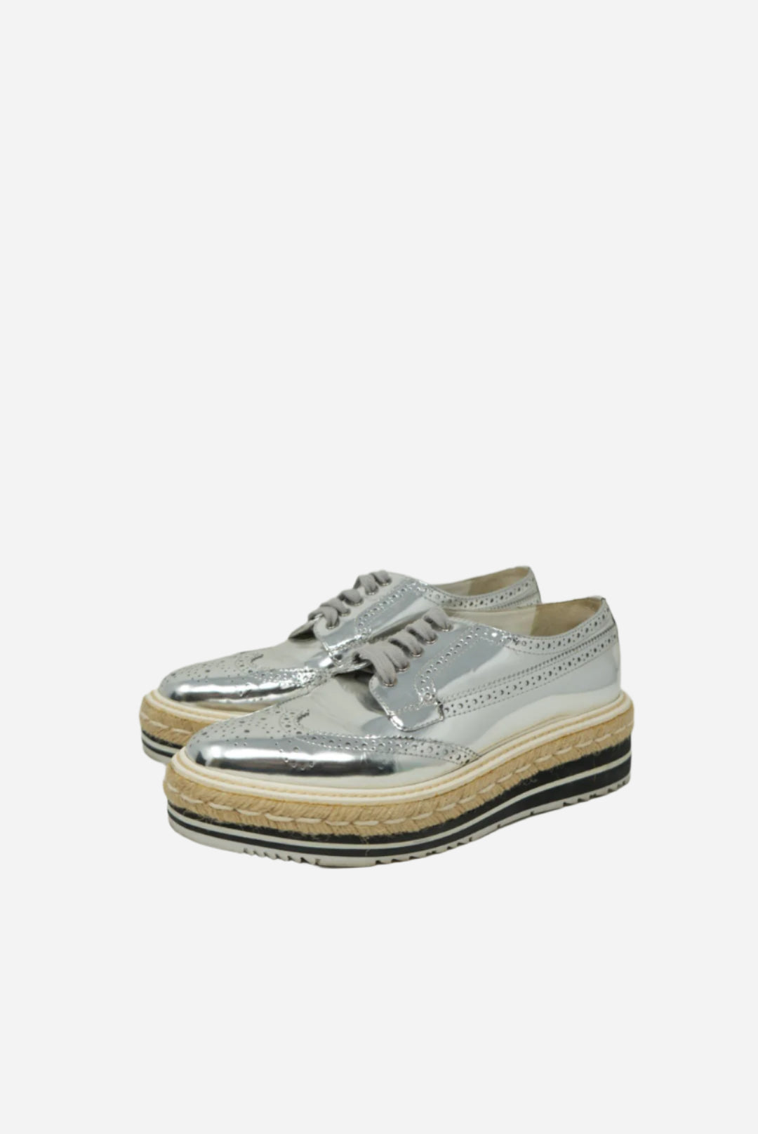 PRADA Flatform Leather Oxford Shoes