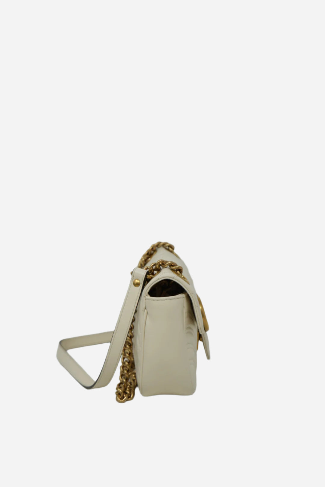 Gucci White Small Marmont Shoulder Bag