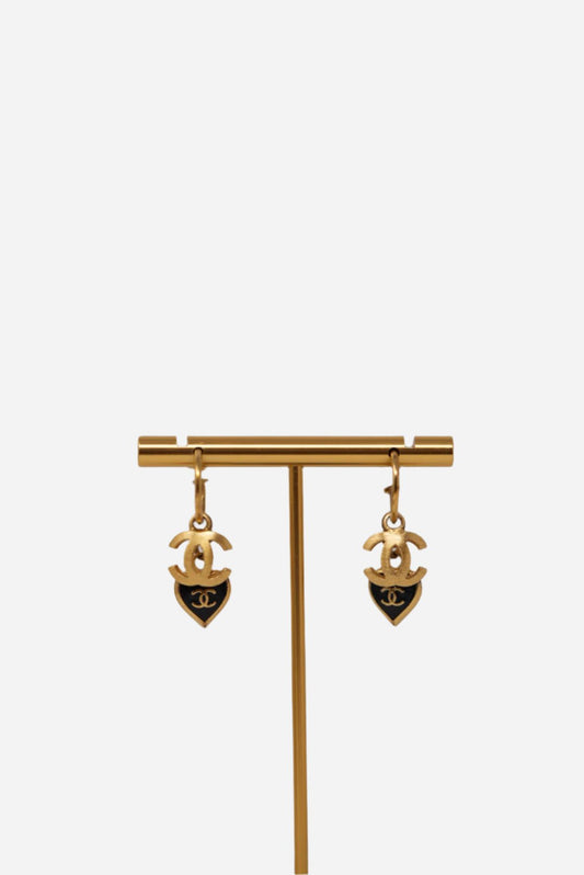 Pre-Owned Chanel Heart&CC Logo Earrings 2002