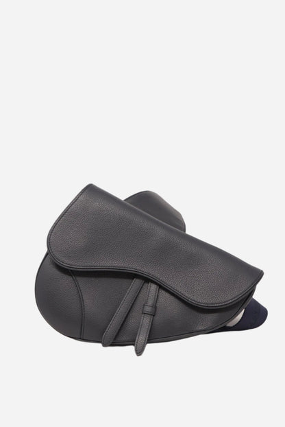 Dior Leather Men Saddle Bag Dark Grey