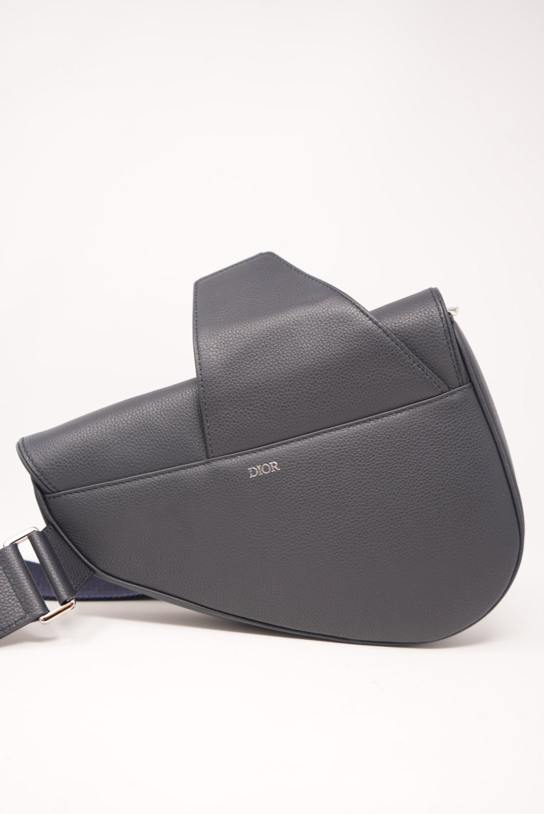 Dior Leather Men Saddle Bag Dark Grey