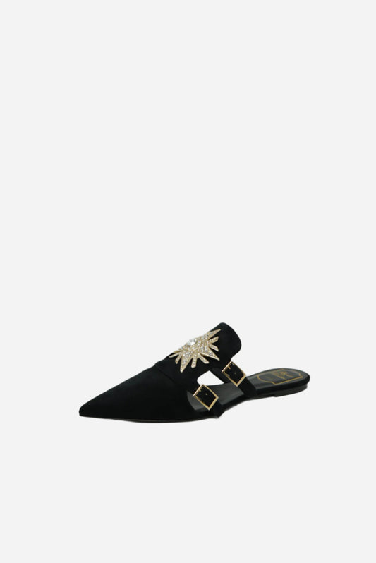 Roger Vivier Black Crystal Velvet Mule