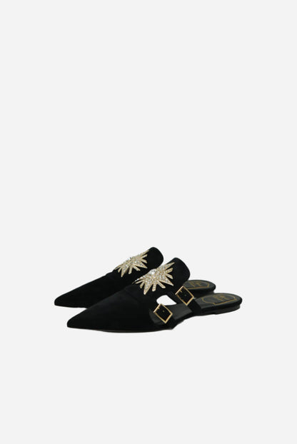 Roger Vivier Black Crystal Velvet Mule