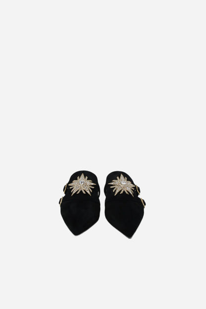 Roger Vivier Black Crystal Velvet Mule