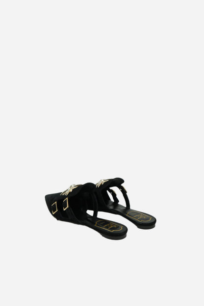 Roger Vivier Black Crystal Velvet Mule