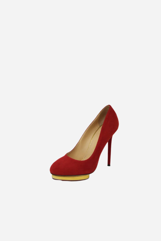 Charlotte Olympia Red Velvet Pumps