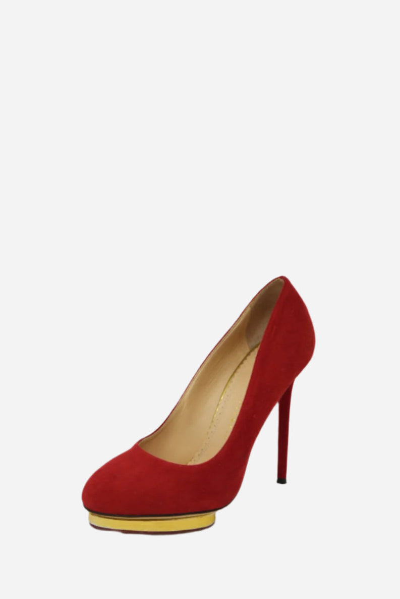 Charlotte Olympia Red Velvet Pumps Size 37