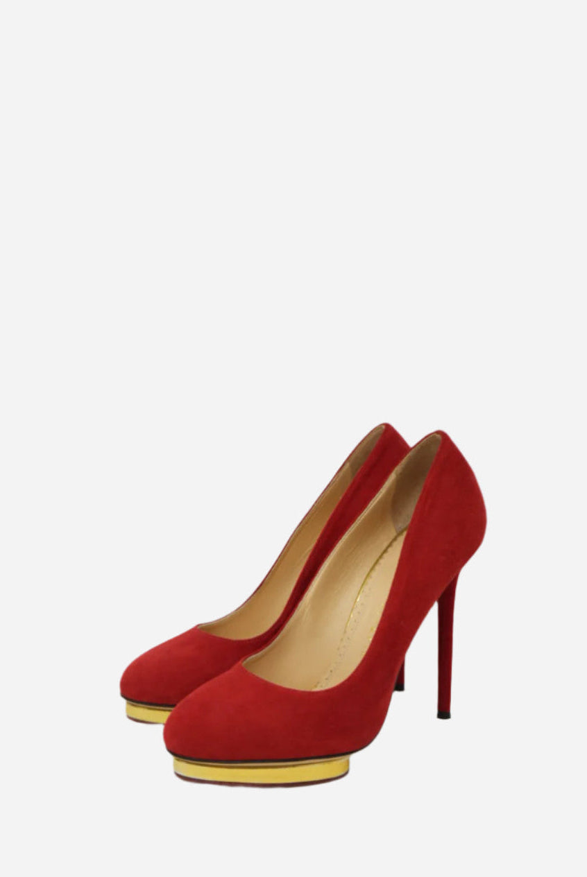 Charlotte Olympia Red Velvet Pumps Size 37