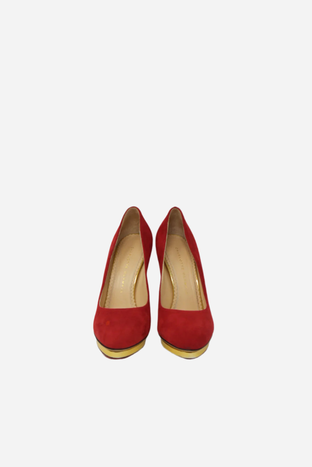 Charlotte Olympia Red Velvet Pumps