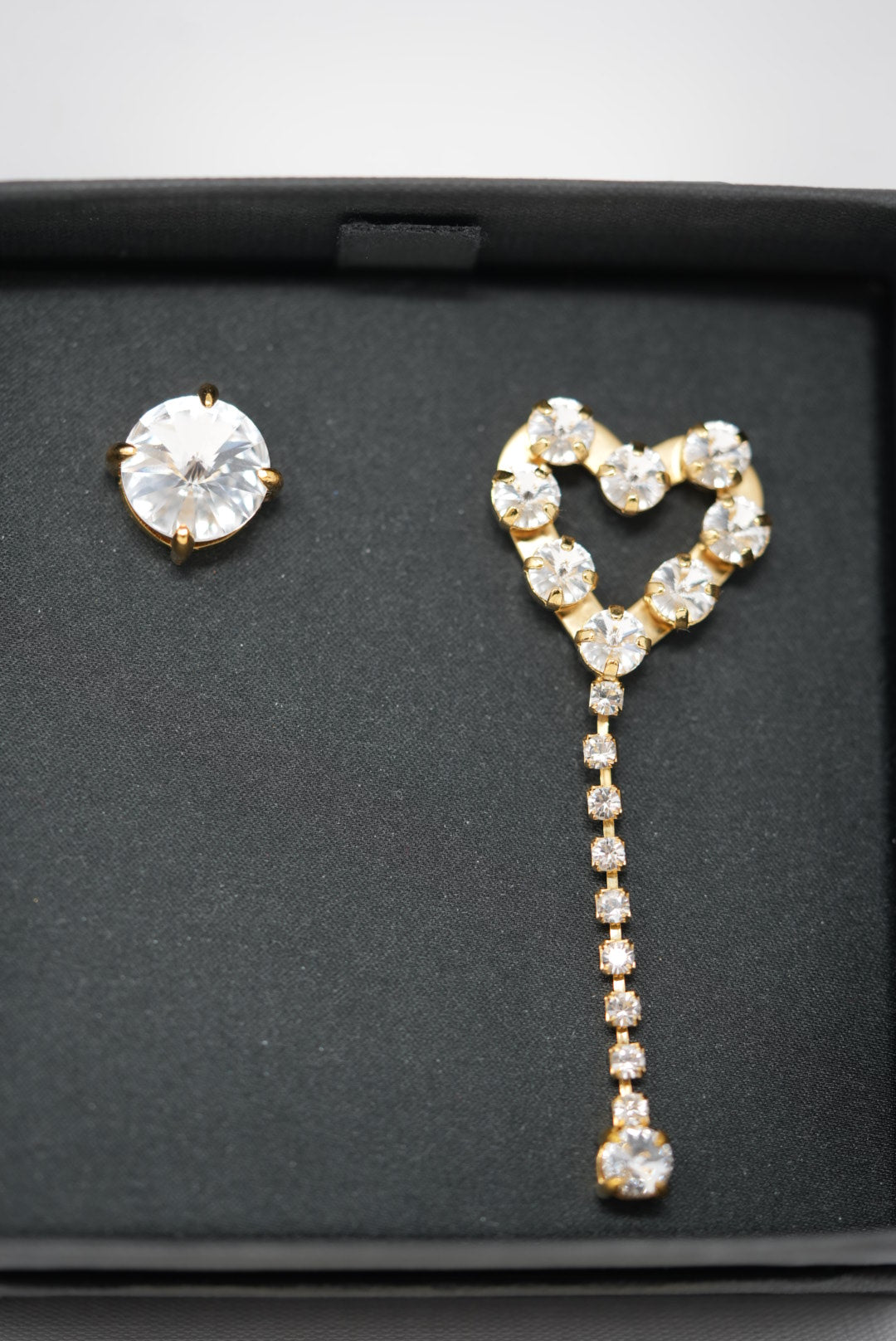MiuMiu Gold Crystal Heart Earrings