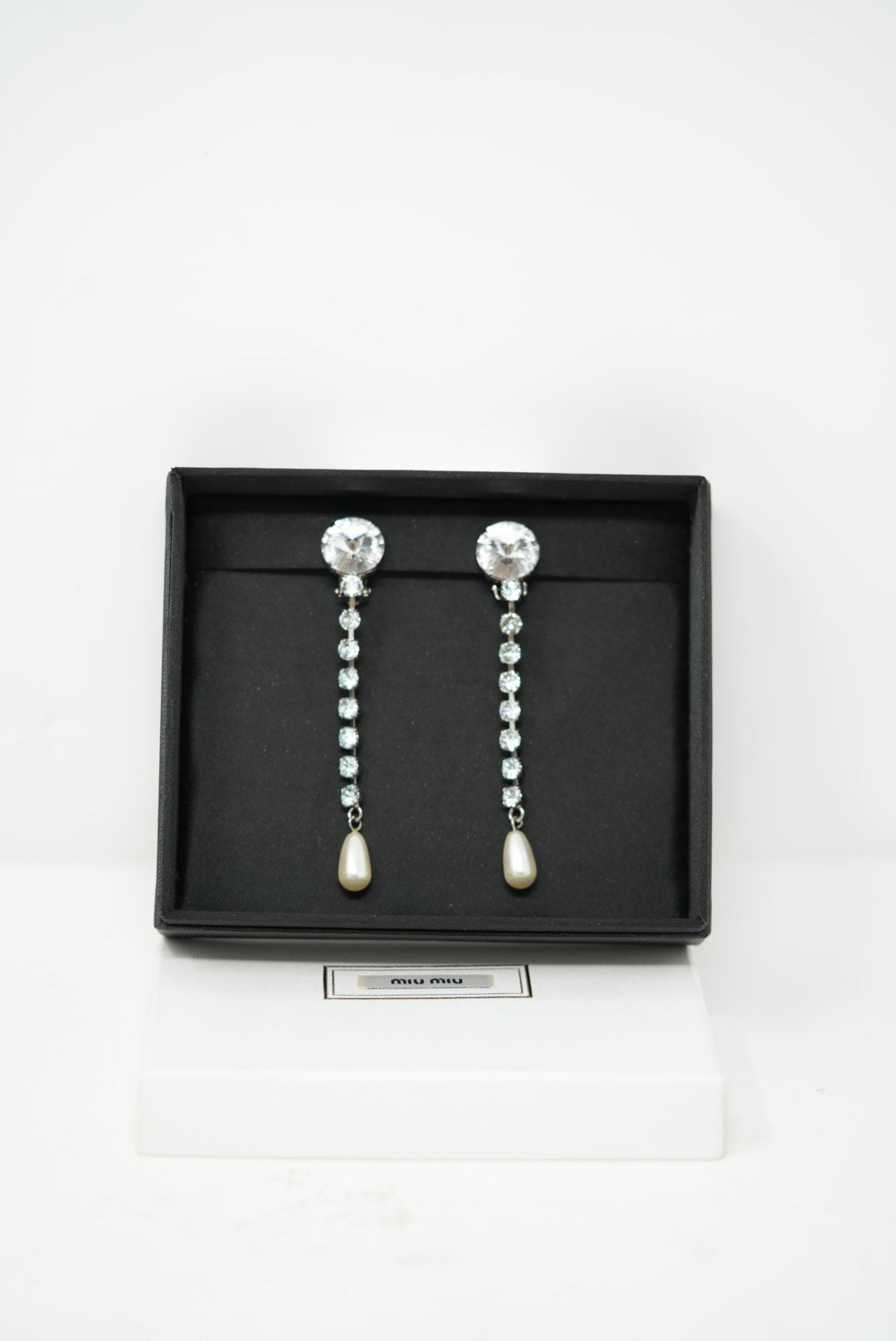 Miu Miu Rhinestone Drop Ear-clips