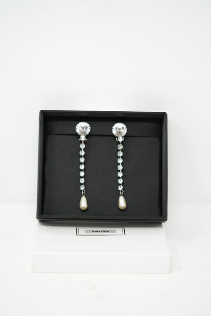 Miu Miu Rhinestone Drop Ear-clips