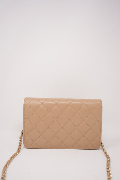 Pre-Owned Chanel Caviar Wallet On Chain Beige