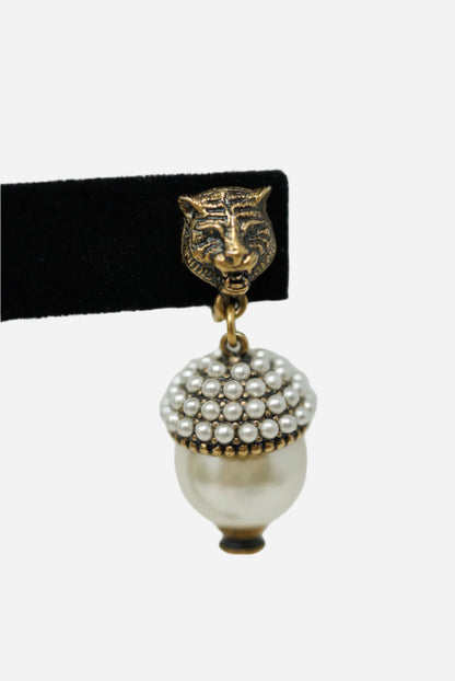 Gucci Faux Pearl Feline Earrings