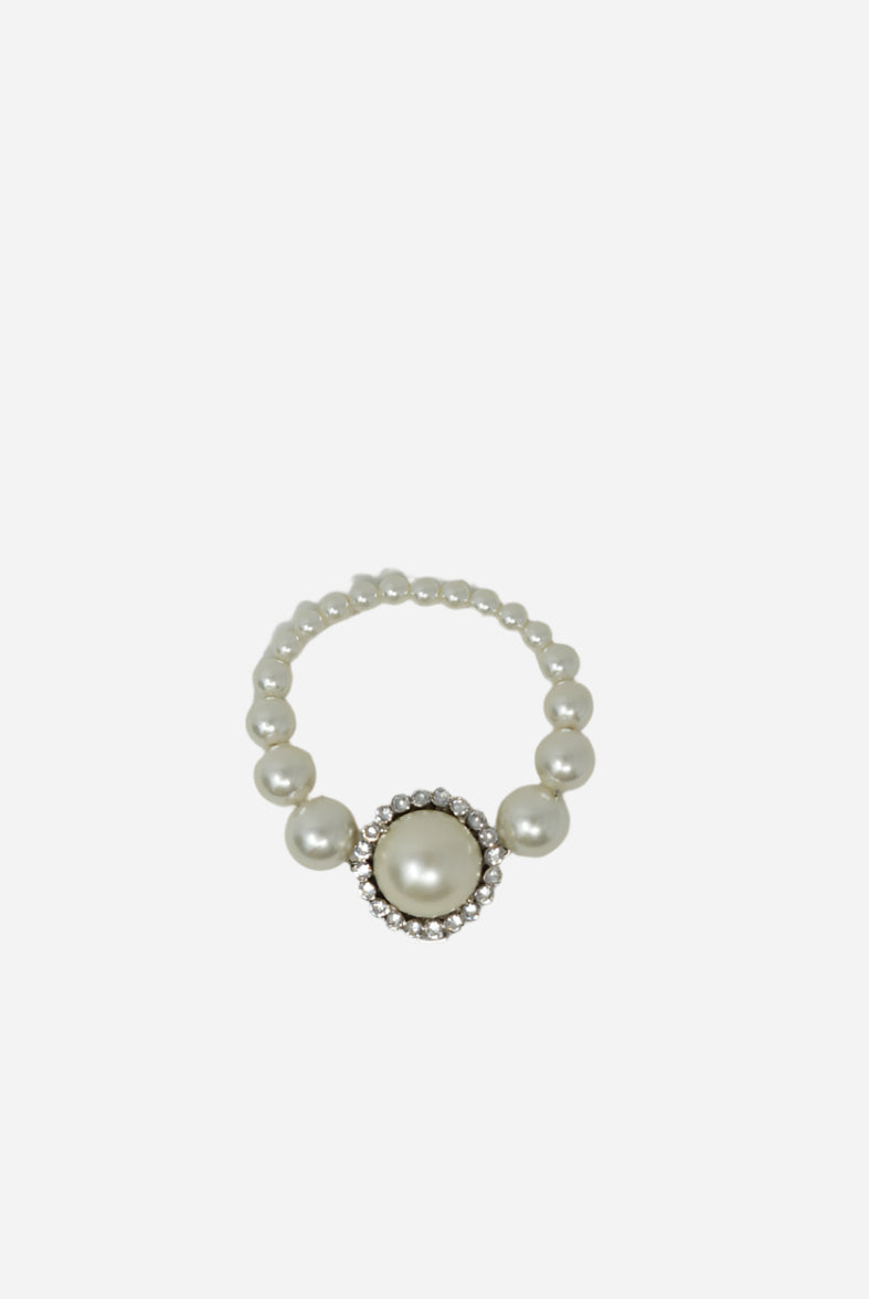 Miu Miu Faux Pearl Rhinestone Bracelet