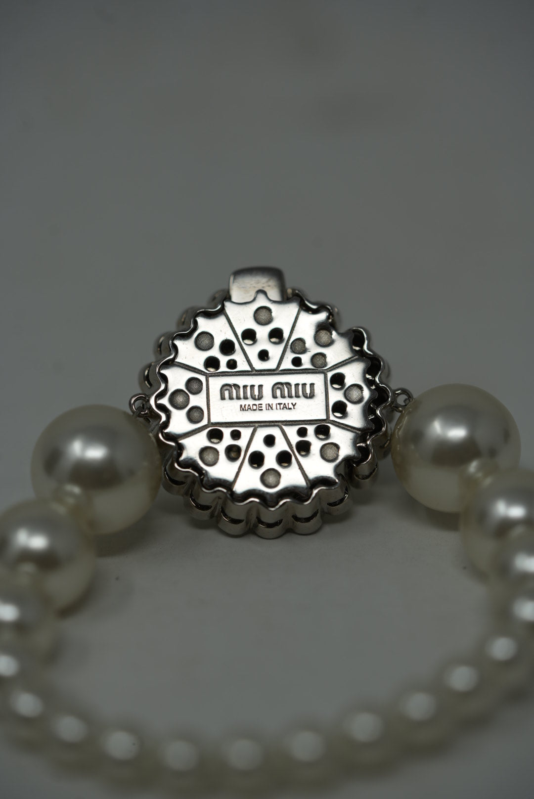 Miu Miu Faux Pearl Rhinestone Bracelet