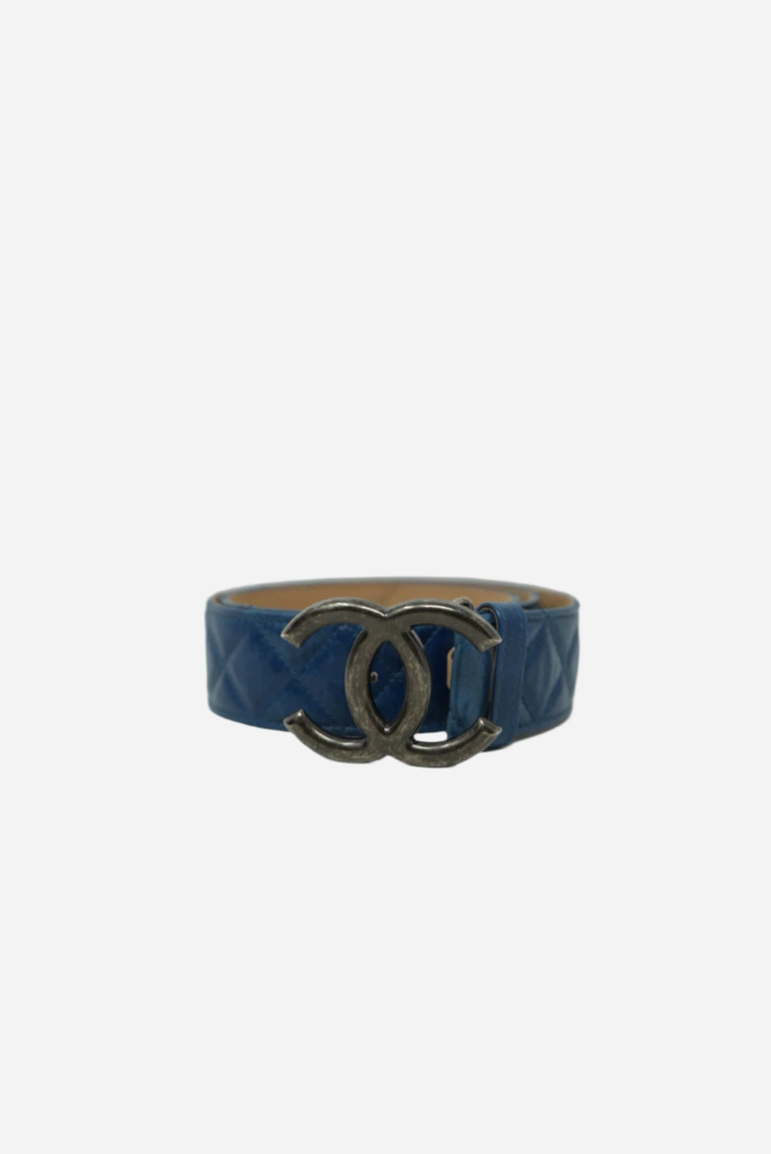 Pre-Owned Chanel Blue Leather CC Buckle Belt