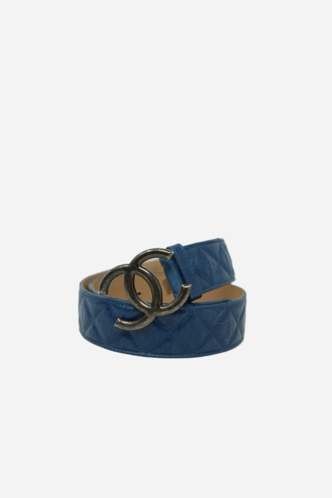 Pre-Owned Chanel Blue Leather CC Buckle Belt