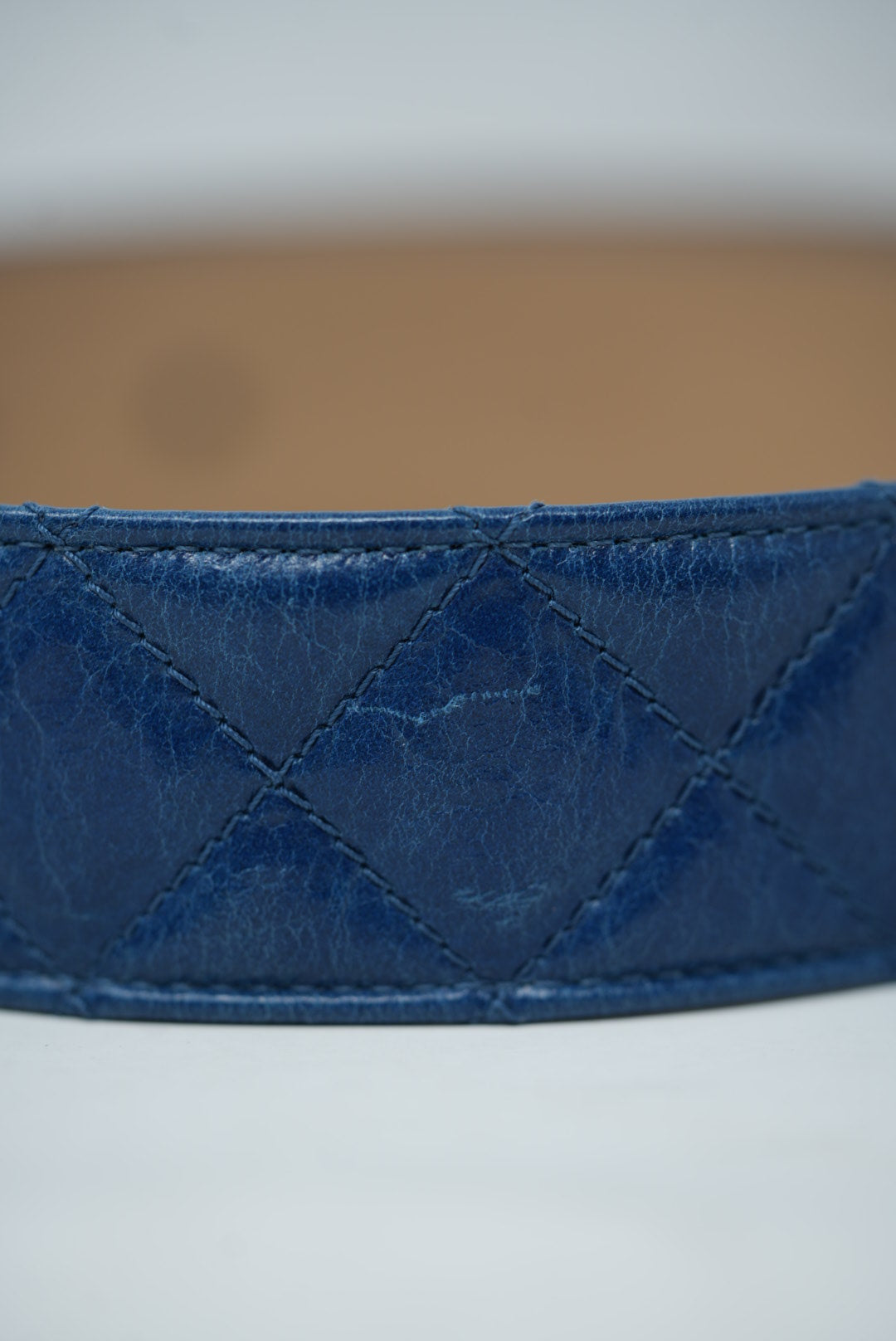 Pre-Owned Chanel Blue Leather CC Buckle Belt