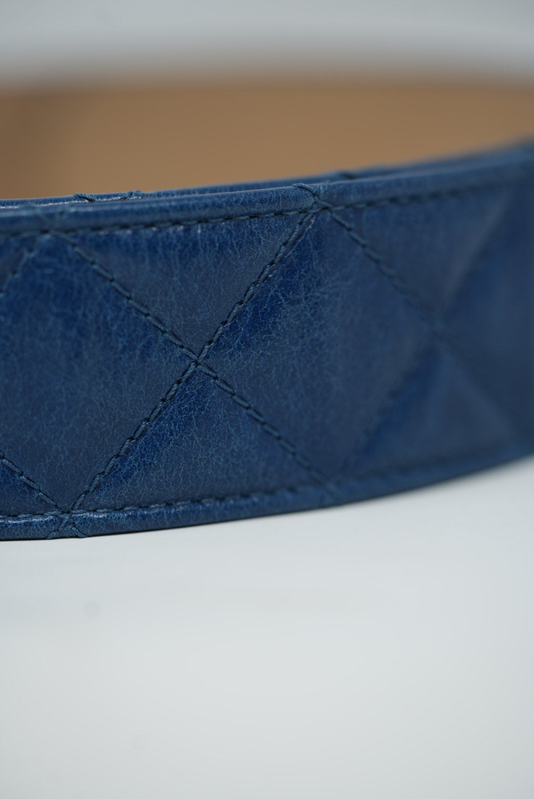Pre-Owned Chanel Blue Leather CC Buckle Belt