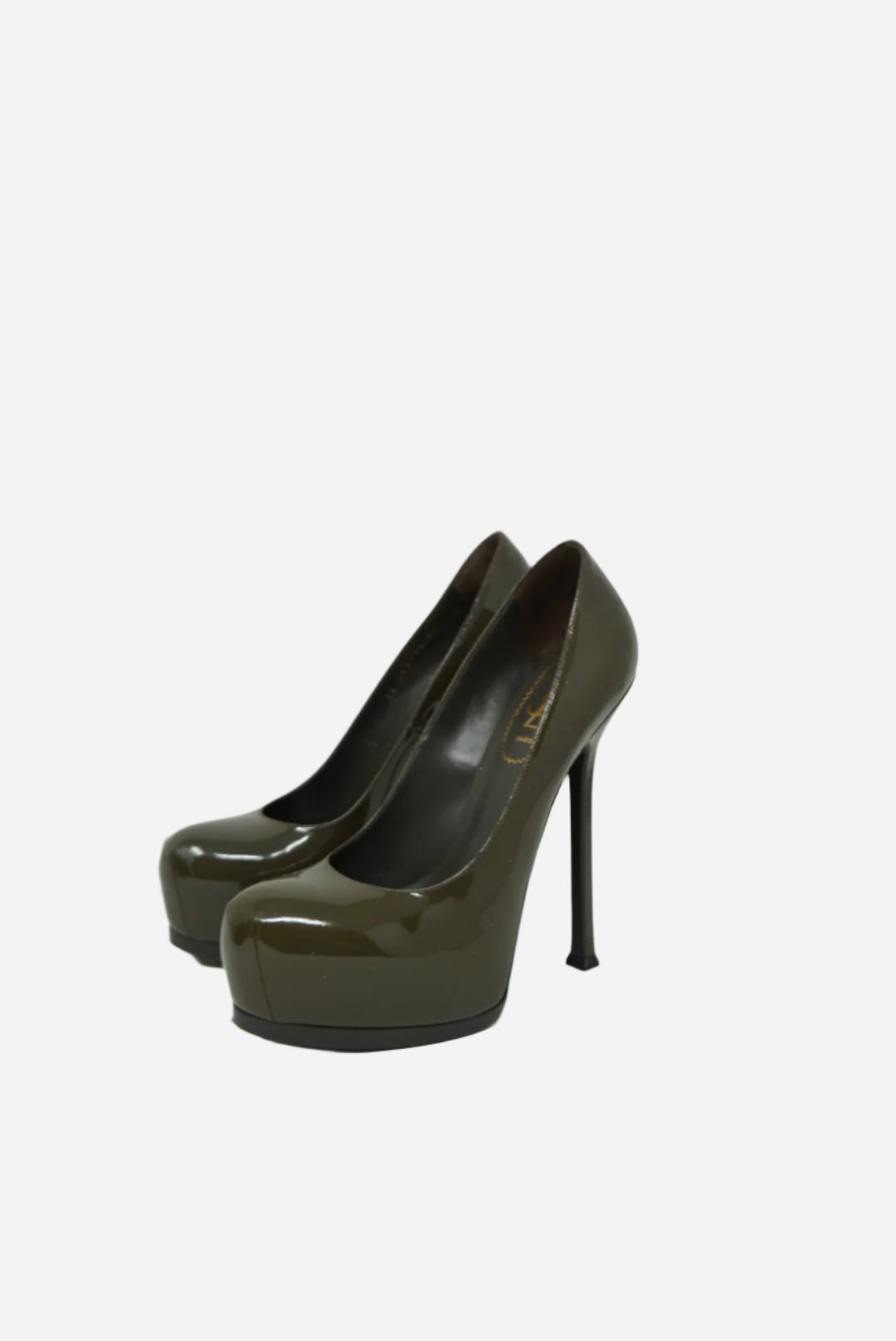 Saint Laurent Grey Patent Platform Pumps