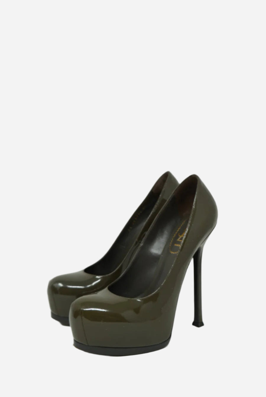 Saint Laurent Grey Patent Platform Pumps Size 37