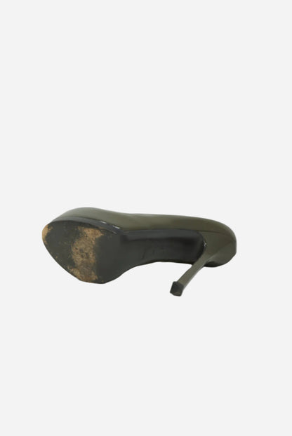 Saint Laurent Grey Patent Platform Pumps