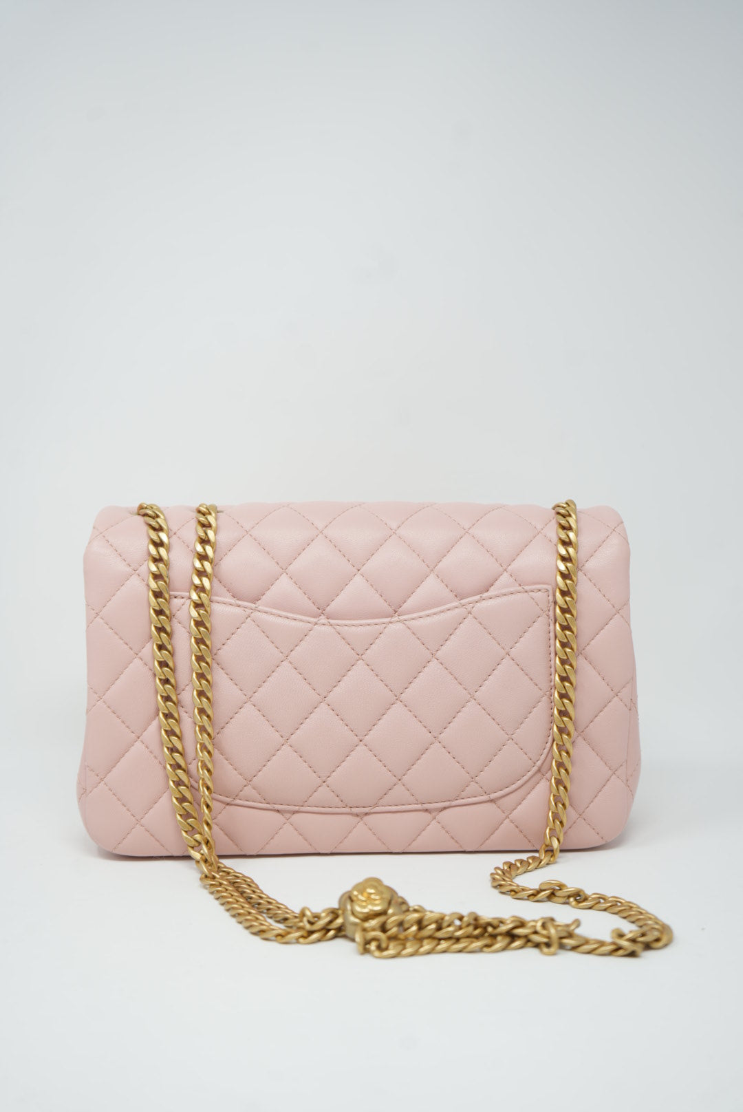 Pre-owned Chanel 2023 Lambskin Pink Sweet Camellia Chain Flap Bag