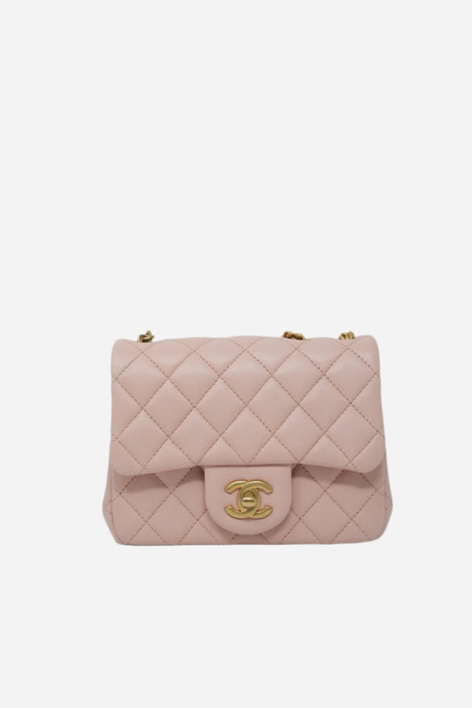 Pre-Owned CHANEL Camellia Mini Square Flap 2022