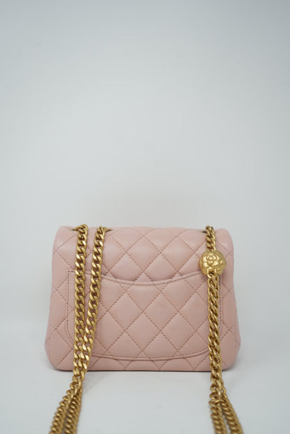 Pre-Owned CHANEL Camellia Mini Square Flap 2022