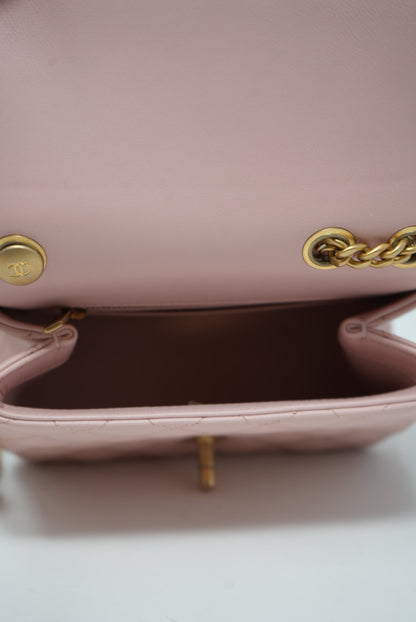 Pre-Owned CHANEL Camellia Mini Square Flap 2022