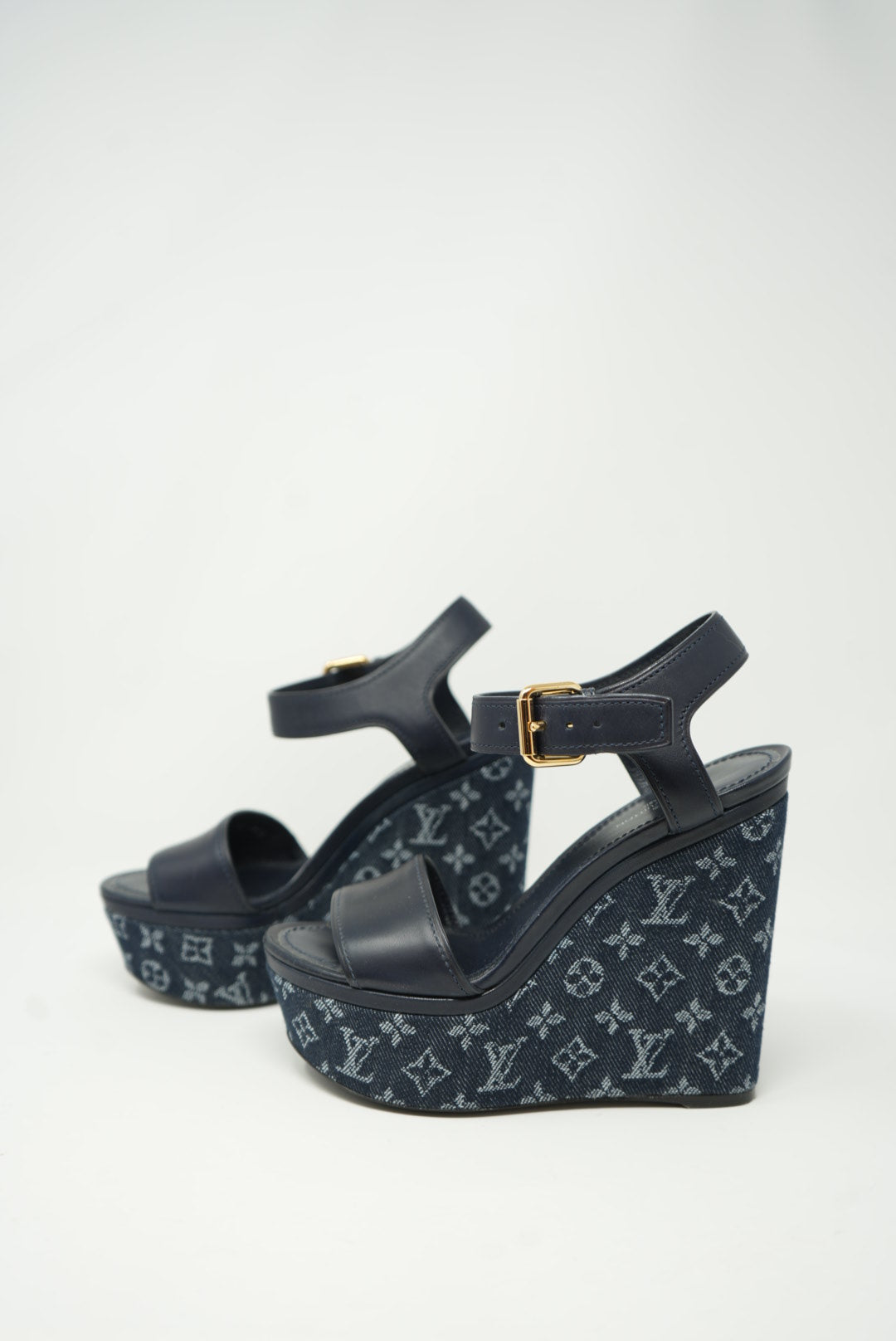 Louis Vuitton Monogram Denim Platform Sandals  Size 35