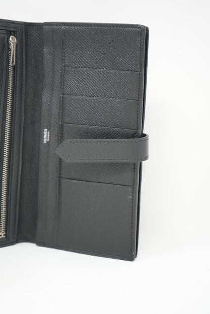 Hermes 2016 Bearn Long Wallet Black