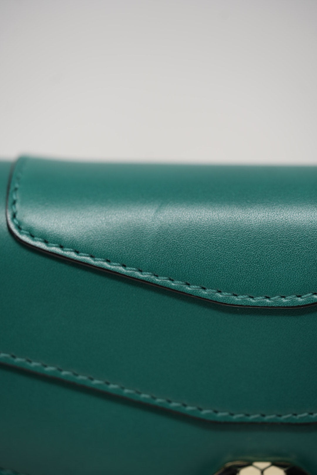 Bvlgari Green Calfskin Serpenti Forever Wallet On Chain