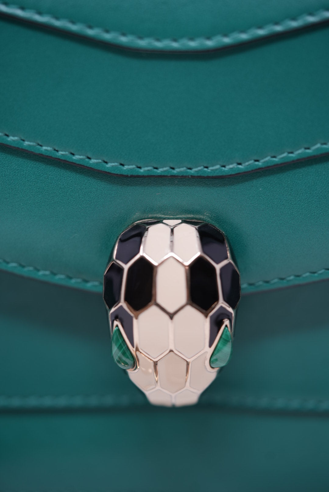 Bvlgari Green Calfskin Serpenti Forever Wallet On Chain