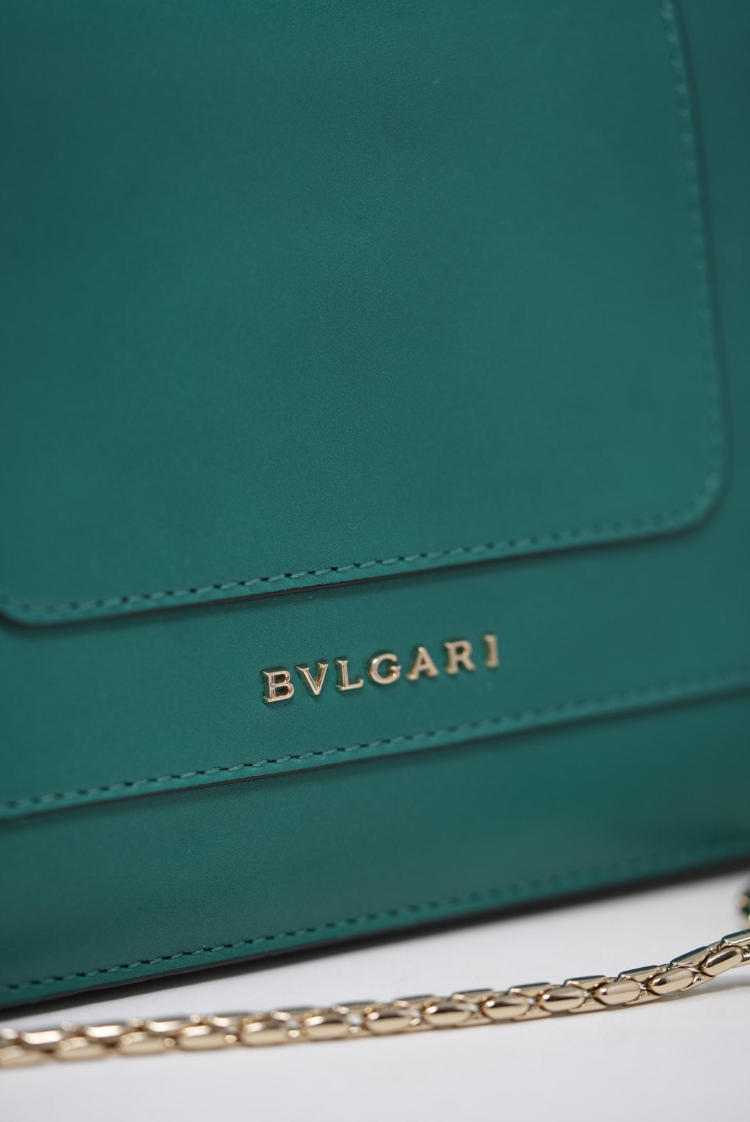 Bvlgari Green Calfskin Serpenti Forever Wallet On Chain