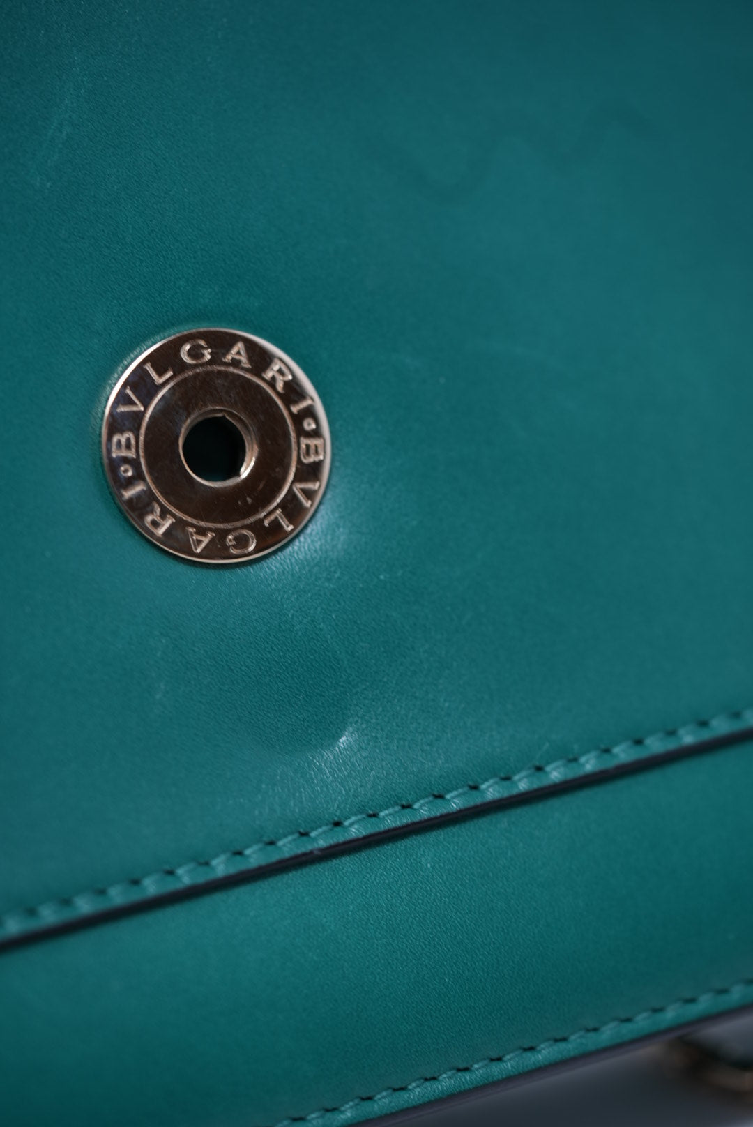 Bvlgari Green Calfskin Serpenti Forever Wallet On Chain
