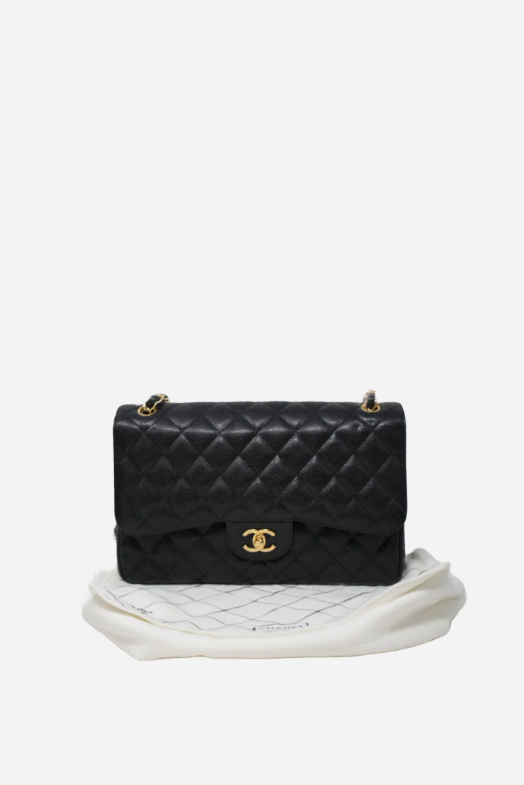 Pre-Owned Chanel 2011-2012 Classic Double Flap Large Black Caviar