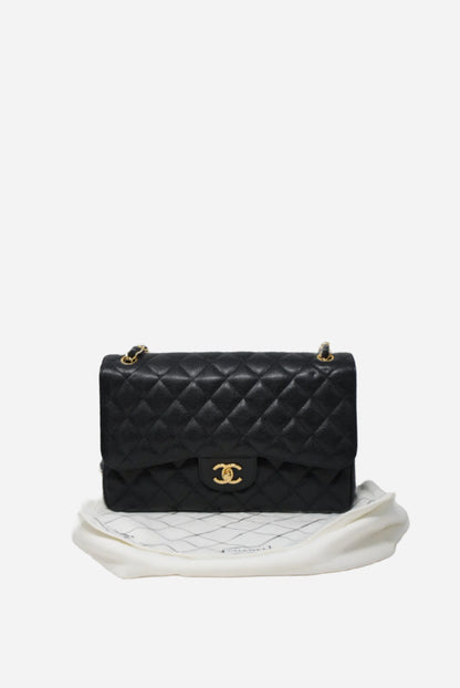 Pre-Owned Chanel 2011-2012 Classic Double Flap Large Black Caviar