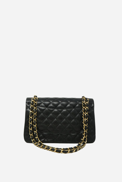 Pre-Owned Chanel 2011-2012 Classic Double Flap Large Black Caviar