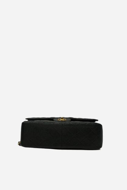 Pre-Owned Chanel 2011-2012 Classic Double Flap Large Black Caviar