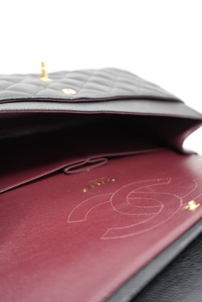 Pre-Owned Chanel 2011-2012 Classic Double Flap Large Black Caviar