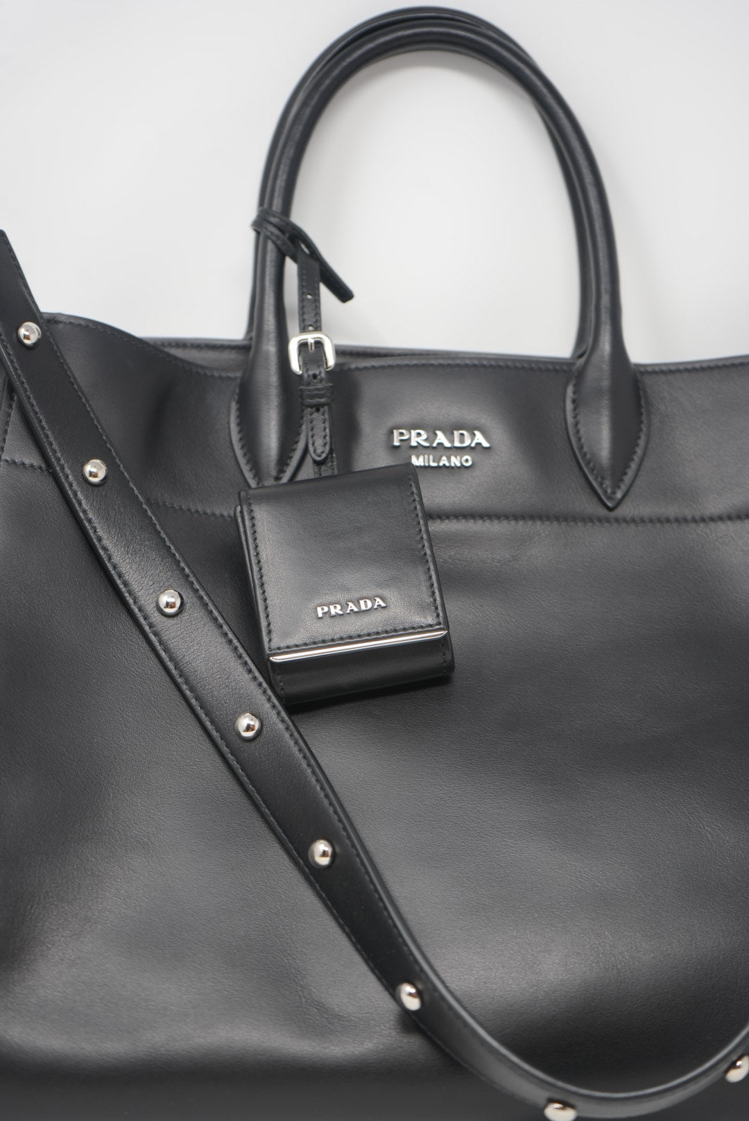 Prada Calfskin Tote Bag With Strap