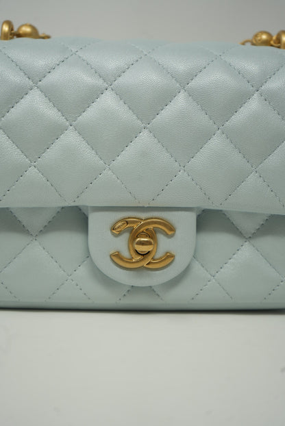 Pre-Owned Chanel 24P Mini Square Flap Bag Chain Pearl